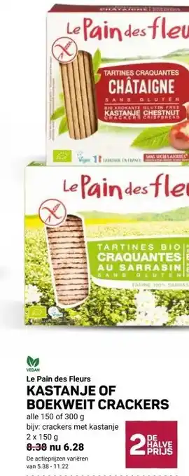 Ekoplaza Le Pain des Fleurs KASTANJE OF BOEKWEIT CRACKERS aanbieding