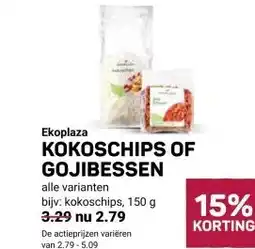 Ekoplaza Ekoplaza KOKOSCHIPS OF GOJIBESSEN aanbieding