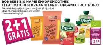Boon`s Markt BONBÉBÉ BIO HAPJE EN/OF SMOOTHIE, ELLA'S KITCHEN ORGANIX EN/OF ORGANIX FRUITPUREE aanbieding