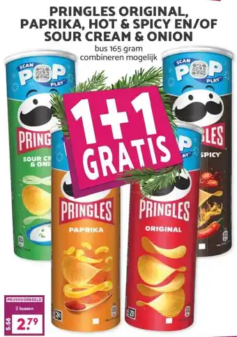 Boon`s Markt PRINGLES ORIGINAL, PAPRIKA, HOT & SPICY EN/OF SOUR CREAM & ONION aanbieding