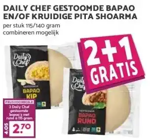 Boon`s Markt DAILY CHEF GESTOOMDE BAPAO EN/OF KRUIDIGE PITA SHOARMA aanbieding