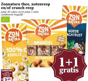 Boon`s Markt Zonnatura thee, notenreep en/of crunch reep aanbieding