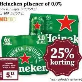 Boon`s Markt Heineken pilsener of 0.0% aanbieding