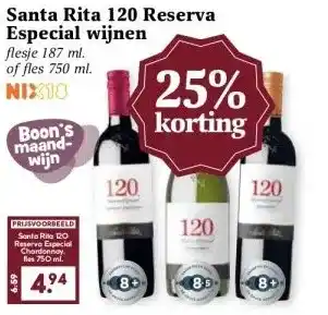 Boon`s Markt Santa Rita 120 Reserva Especial wijnen aanbieding