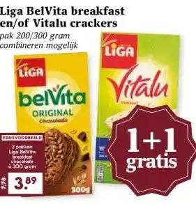 Boon`s Markt Liga BelVita breakfast en/of Vitalu crackers aanbieding