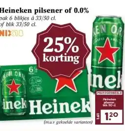 Boon`s Markt Heineken pilsener of 0.0% aanbieding