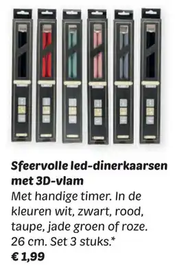 Dekamarkt Sfeervolle led-dinerkaarsen met 3D-vlam aanbieding