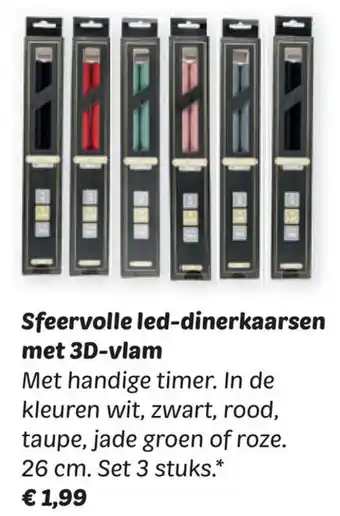 Dekamarkt Sfeervolle led-dinerkaarsen met 3D-vlam aanbieding