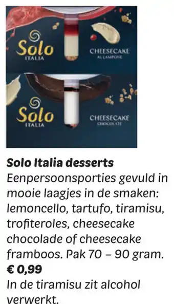 Dekamarkt Solo Italia desserts aanbieding