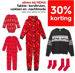 HEMA Takkie-kersttruien, sokken en nachtmode aanbieding