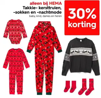HEMA Takkie-kersttruien, sokken en nachtmode aanbieding