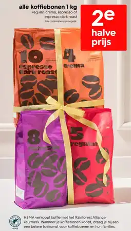 HEMA Alle koffiebonen aanbieding