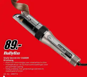 MediaMarkt BaByliss Style Secret Air C6688E Krultang aanbieding