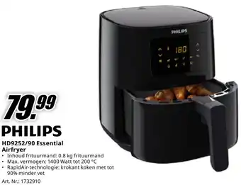 MediaMarkt PHILIPS HD9252/90 Essential Airfryer aanbieding