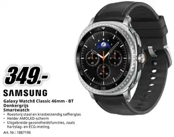 MediaMarkt SAMSUNG Galaxy Watch8 Classic 46mm - BT Donkergrijs Smartwatch aanbieding