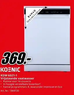 MediaMarkt KOENIC KDW 6021-1 Vrijstaande vaatwasser aanbieding