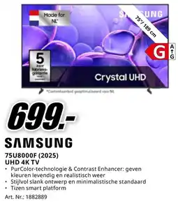 MediaMarkt SAMSUNG 75U8000F 2025 UHD 4K TV aanbieding