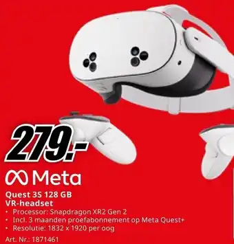 MediaMarkt Meta Quest 3S 128 GB VR-headset aanbieding