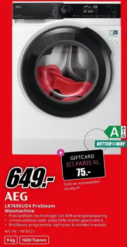 MediaMarkt AEG LR7696UD4 ProSteam Wasmachine aanbieding