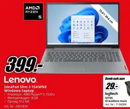 MediaMarkt Lenovo IdeaPad Slim 3 15AMN8 Windows-laptop aanbieding
