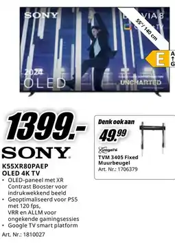MediaMarkt SONY K55XR80PAEP OLED 4K TV aanbieding