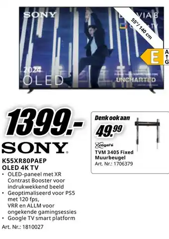 MediaMarkt SONY K55XR80PAEP OLED 4K TV aanbieding