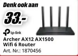 MediaMarkt Tp-link Archer AX12 AX1500 Wifi 6 Router aanbieding