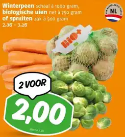 Poiesz Winterpeen, biologische uien of spruiten aanbieding