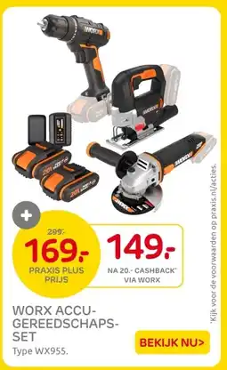 Praxis Worx accu gereedschaps set aanbieding