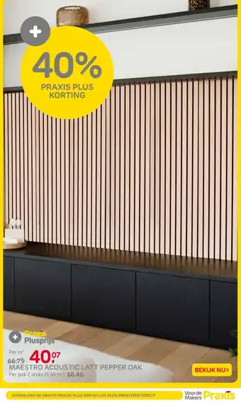 Praxis Maestro acoustic latt pepper oak aanbieding