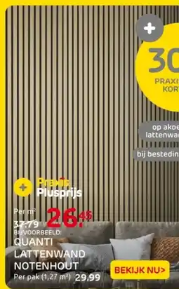 Praxis Quanti lattenwand notenhout aanbieding