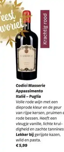 Dekamarkt Codici Masserie Appassimento Italië - Puglia aanbieding