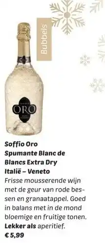 Dekamarkt Soffio Oro Spumante Blanc de Blancs Extra Dry Italië - Veneto aanbieding