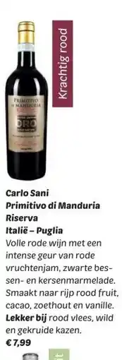 Dekamarkt Carlo Sani Primitivo di Manduria Riserva Italië aanbieding