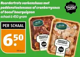 Poiesz Noordertrots varkenshaas met paddenstoelensaus of cranberrysaus of boeuf bourguignon aanbieding