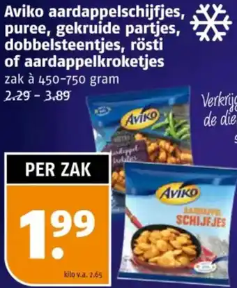 Poiesz Aviko aardappelschijfjes, puree, gekruide partjes, dobbelsteentjes, rösti of aardappelkroketjes aanbieding