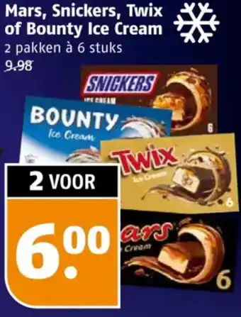Poiesz Mars, Snickers, Twix of Bounty Ice Cream aanbieding