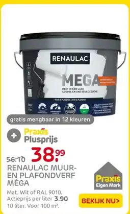 Praxis Renaulac muur en plafondverf méga aanbieding