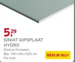 Praxis Siniat gipsplaat hydro aanbieding