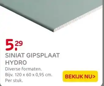 Praxis Siniat gipsplaat hydro aanbieding