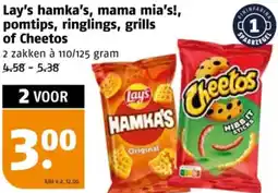 Poiesz Lay's hamka's, mama mia's!, pomtips, ringlings, grills of Cheetos aanbieding