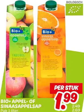 Dekamarkt Bio+ appel of sinaasappelsap aanbieding