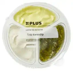 PLUS Feestelijk PLUS Trio Kerstdip (groene pesto, saffraan aanbieding
