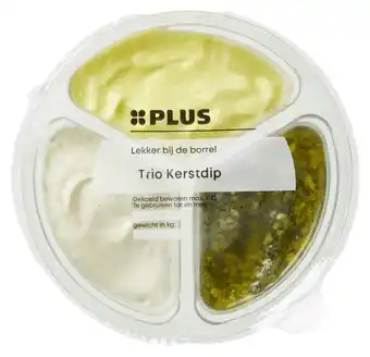 PLUS Feestelijk PLUS Trio Kerstdip (groene pesto, saffraan aanbieding