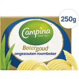 Jumbo Campina Botergoud Ongezouten Roomboter 250 g aanbieding