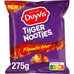 Jumbo Duyvis Tijgernootjes Flamin Hot Pinda Noten 275 gr aanbieding