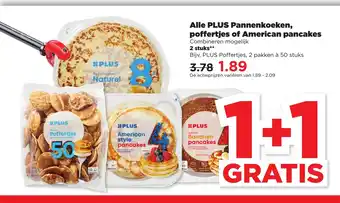 PLUS Alle Plus Pannenkoeken, poffertjes of american pancakes 2 pakken a 50 stuks aanbieding