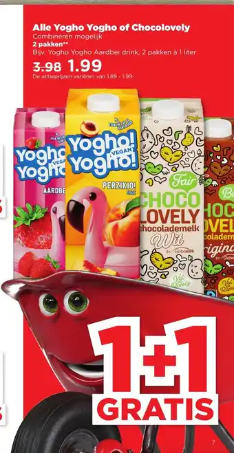 PLUS Alle Yogho Yogho of Chocolovely 2 pakken a 1 liter aanbieding