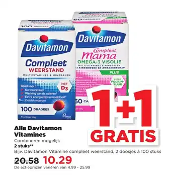 PLUS Alle Davitamon Vitamines 2 stuks 2 doosjes a 100 stuks aanbieding