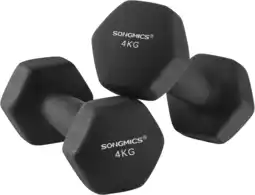 Amazon SONGMICS Set van 2 zeshoekige halters met neopreen coating voor krachttraining, fitness, thuis aanbieding